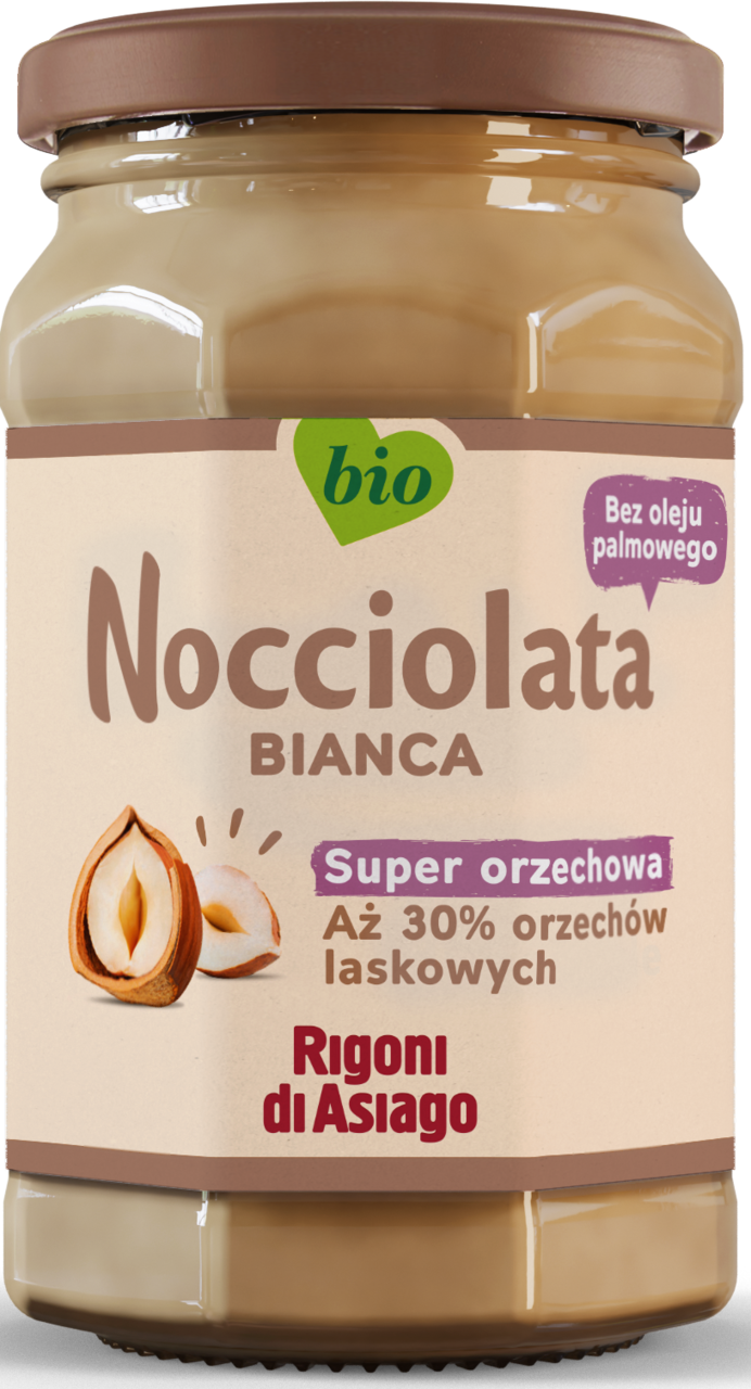 Krem do smarowania z Orzechów Laskowych NOCCIOLATA Bianca, ekologiczny
