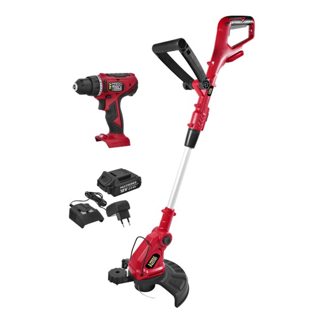 HOME AND GARDEN PACK  Podkaszarka do trawy + wkrętarka w zestawie 4 el. 18 V 2,0 Ah