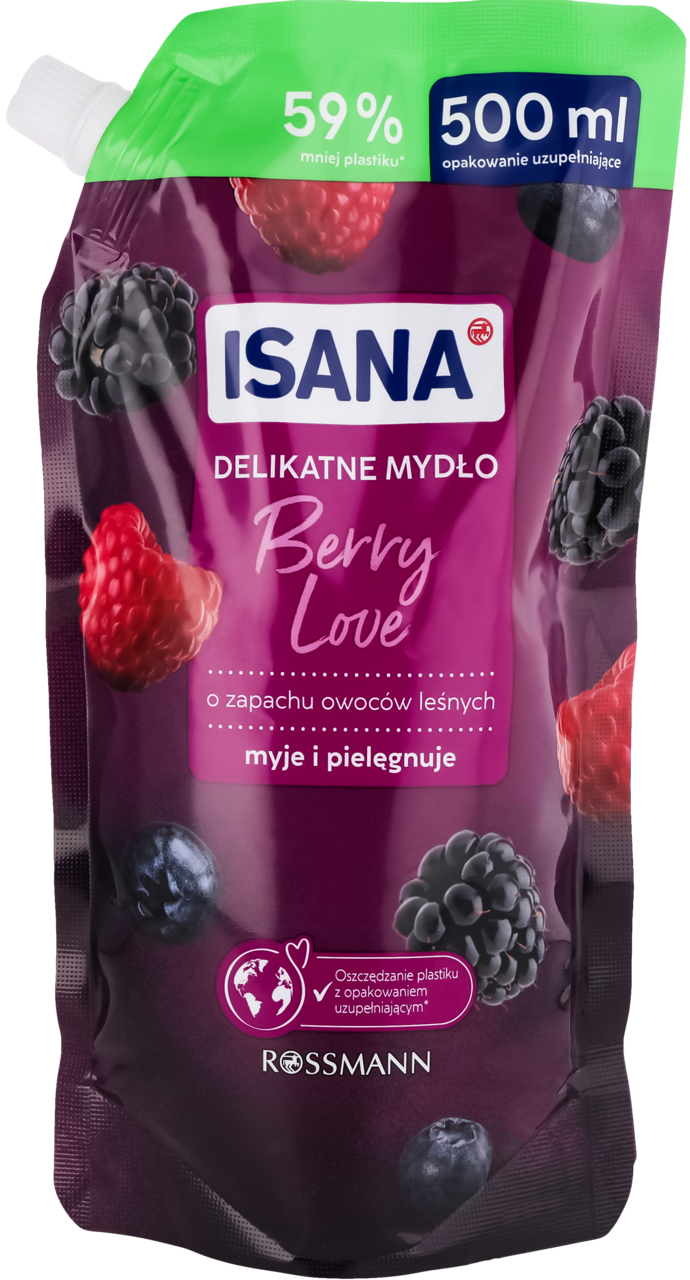 ISANA Mydło w płynie, delikatne, Berry Love, zapas 500 ml