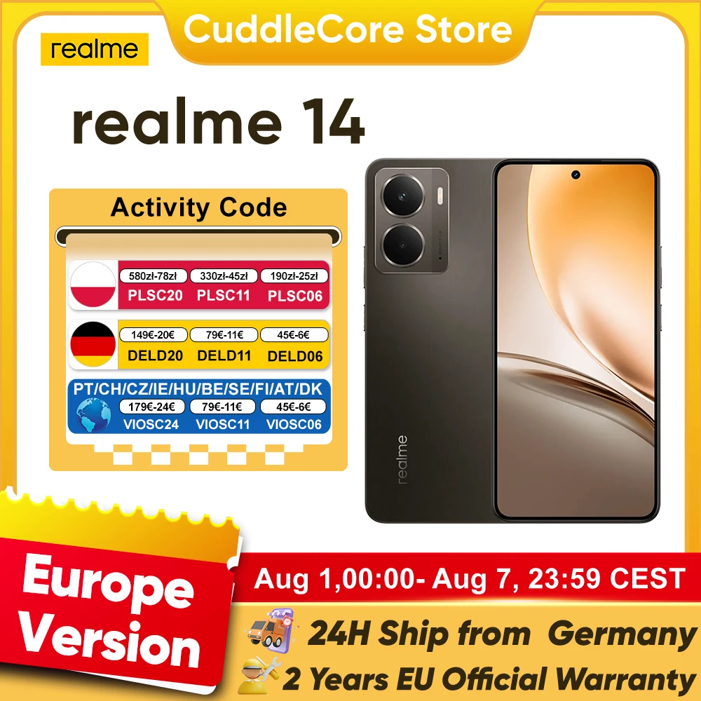 Smartfon realme 14 5G Wersja EU Snapdragon 6 Gen 4 bateria Titan 6000 mAh