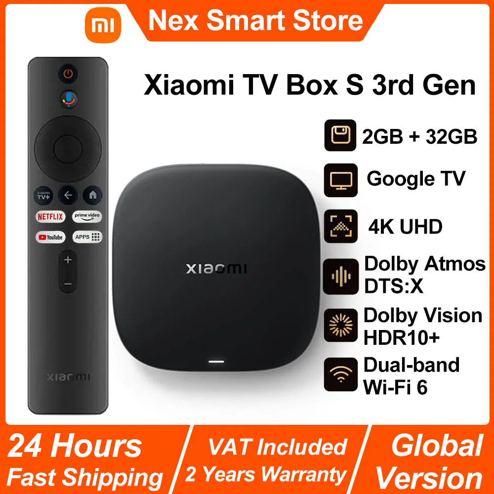 Odtwarzacz mutimedialny Xiaomi TV Box S 3rd Gen, Smart Android TV Box 4K UHD