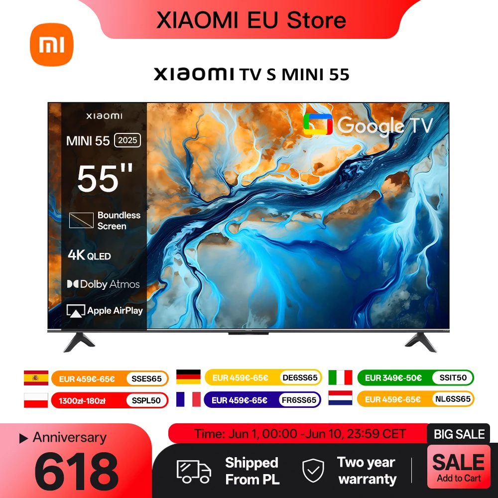 XIAOMI S MINI 55 144Hz QD-Mini LED Dolby Vision ® IQ, Dolby Atmos ® Google TV