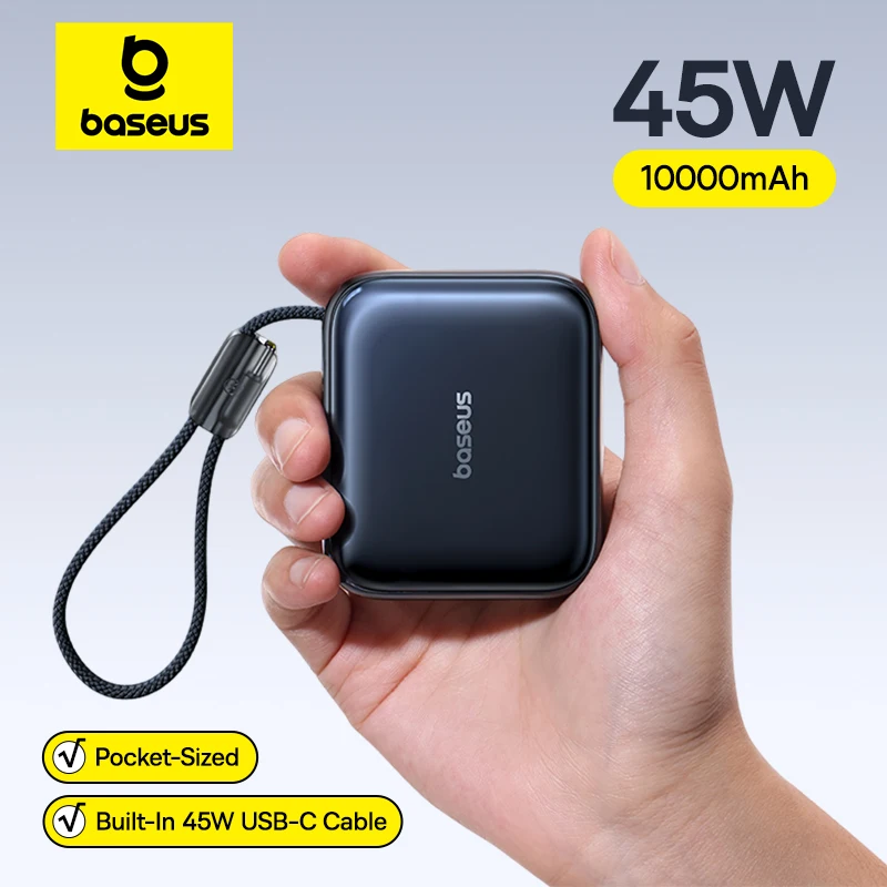PowerBank Baseus 45W Mini 10000mAh z wbudowanym kablem USB-C