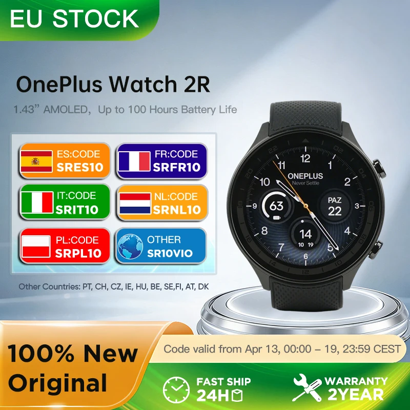 Smartwatch OnePlus Watch 2R z ekranem AMOLED 1.43'', wer.globalna