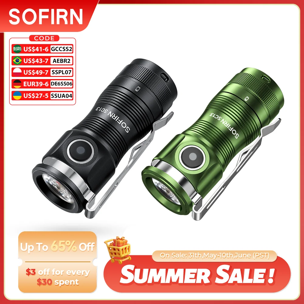 Latarka Sofirn Mini SC13, SST40/519A, LED,1300 lm, akumultaorowa 18350