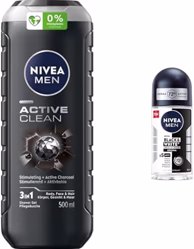 NIVEA MEN 2 produkty Active Clean Black & White Original Żel Antyperspirant bundle