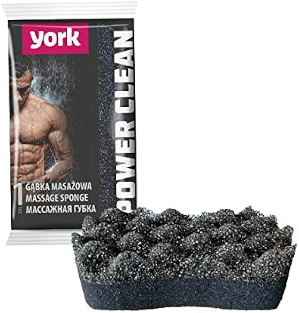 York Gąbka do masażu (czarna) – gąbka pod prysznic dla mężczyzn