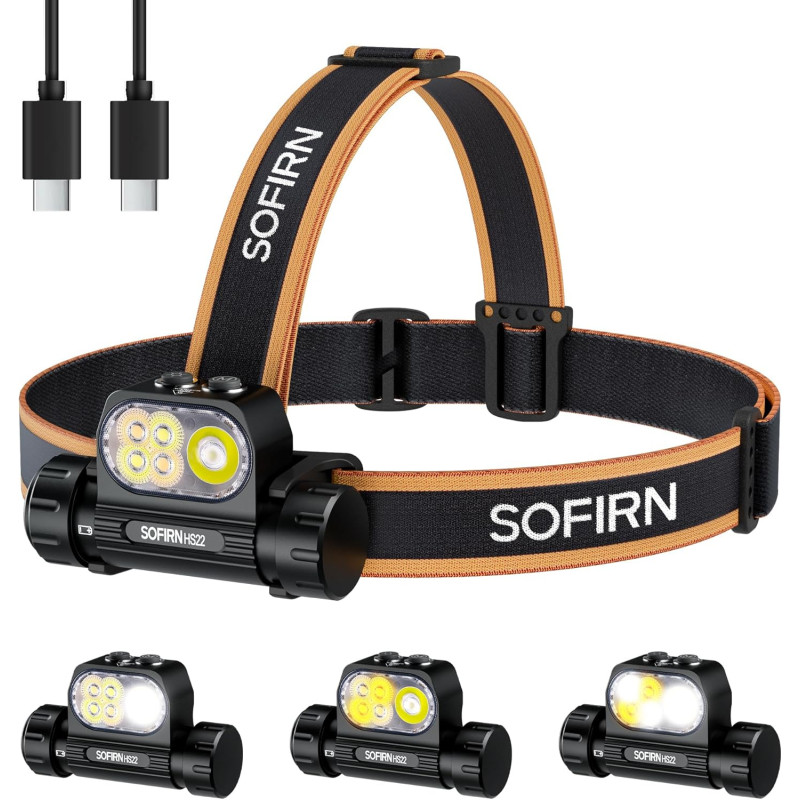 Latarka czołowa Sofirn HS22 (możliwe ~103zł) - moc 2500lm, zasięg 260m, ogniwo 4000mAh, regulacja barwy 2700-6500K, USB-C, IP66 - $29.21