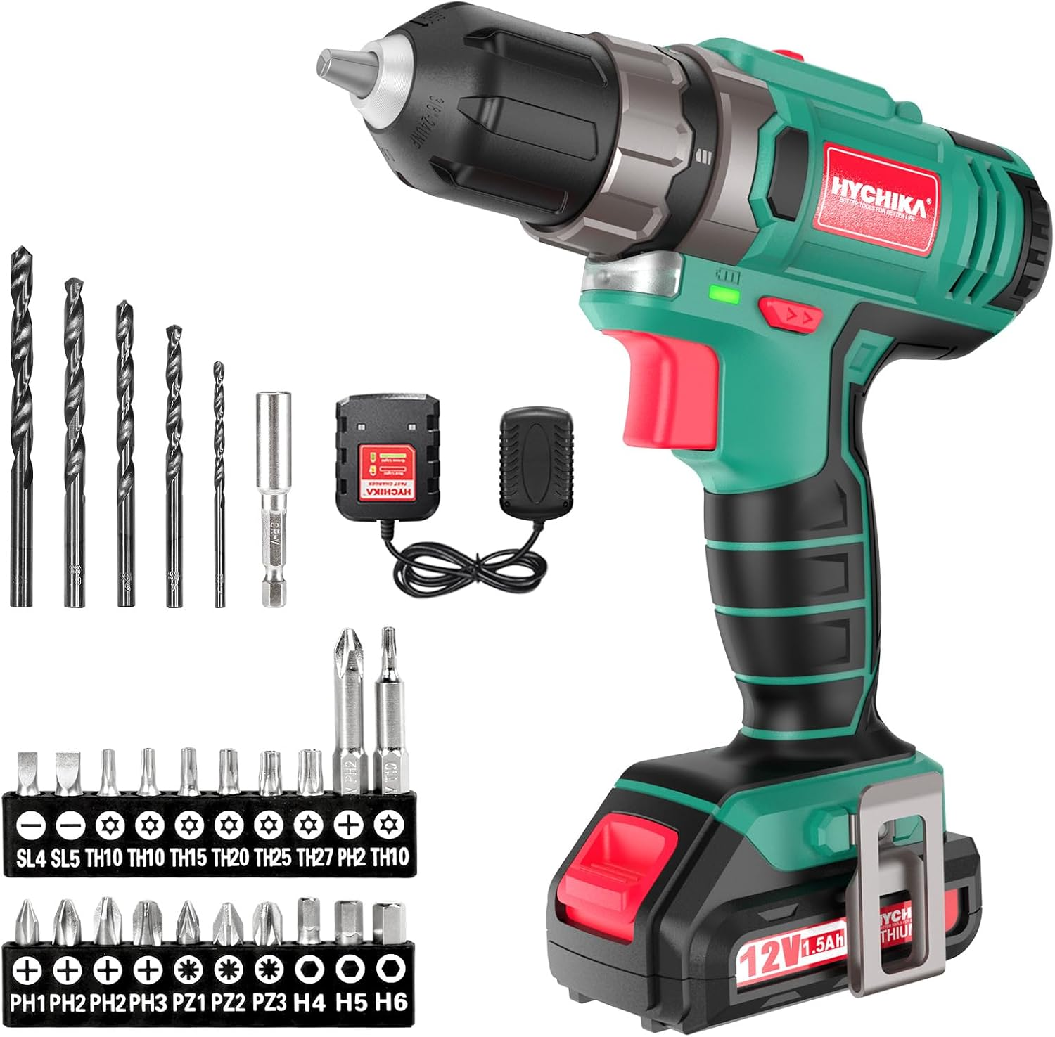 HYCHIKA 12V Cordless Screwdriver with Batteries