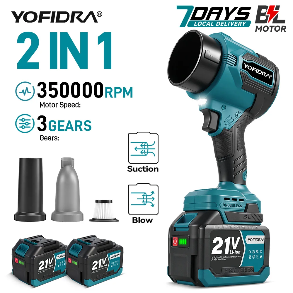 YOFIDRA 2W1 350M/S Bezszczotkowy Elektryczny Wentylator Turbo