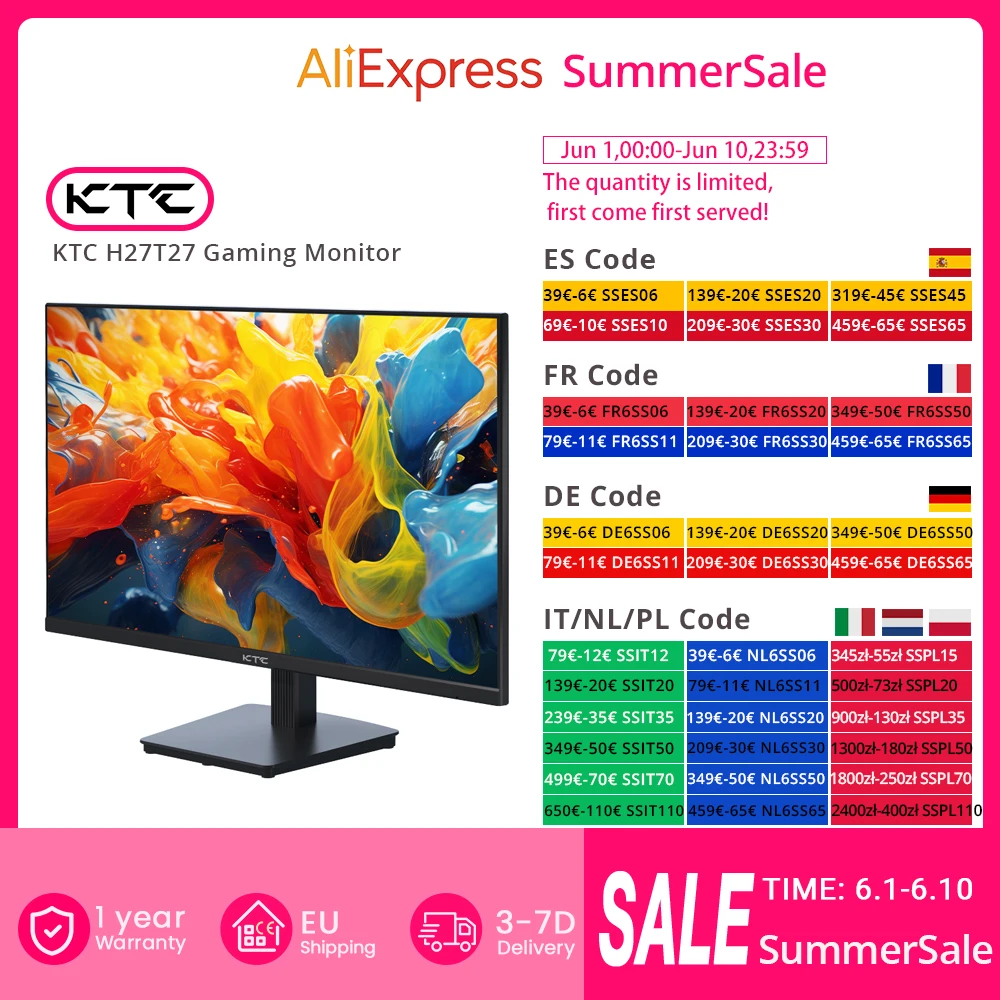 Monitor gamingowy KTC H27T27, IPS, 27 cali, 2560x1440, 100 Hz