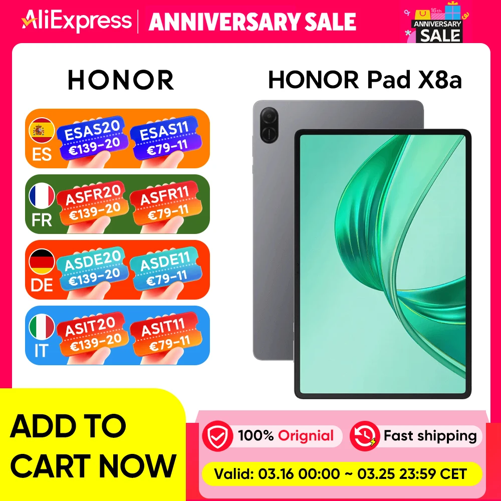 Tablet HONOR Pad X8a, wersja EU