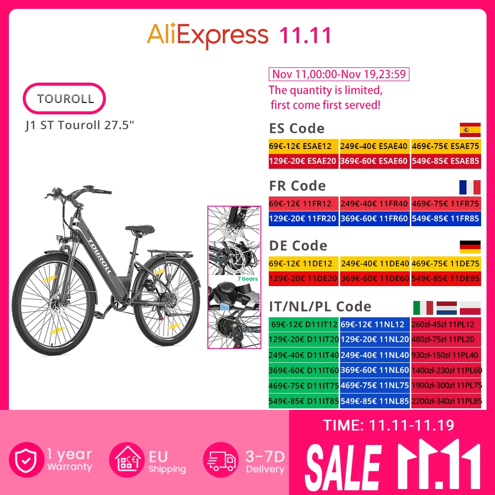 J1 ST Touroll 27.5 calowy rower elektryczny dla dorosłych