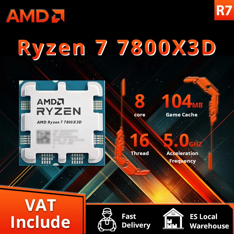 AMD RYZEN 7 7800X3D Procesor do Gier AMD R7 7800X3D 8-rdzeniowy 16-wątkowy 5NM 96M Socket AM5