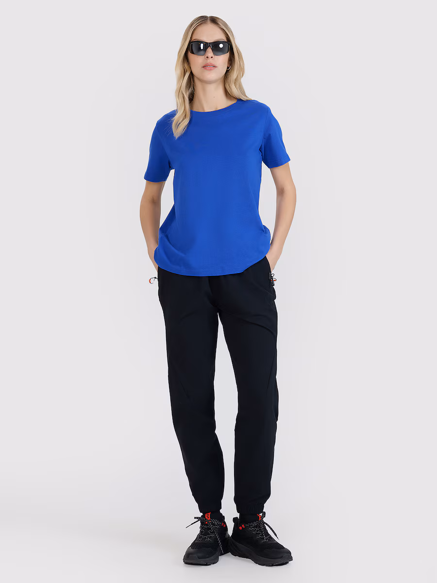 T-shirt oversize z nadrukiem damski - niebieski (rozm. XS-S)