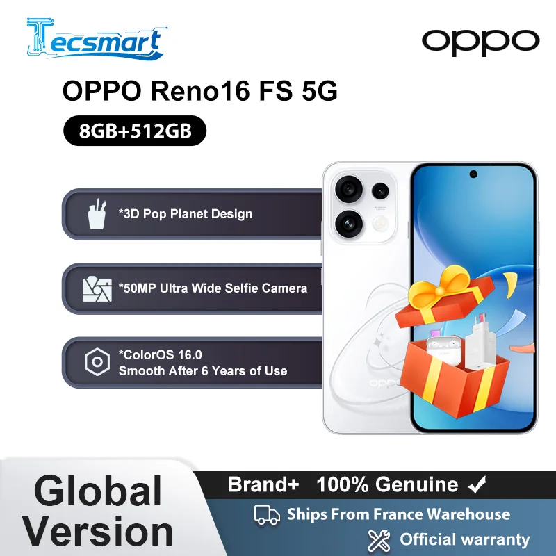 OPPO Reno16 FS 5G (Ekran 6,57" AMOLED 120Hz, Dimensity 7300, 6500mAh) 8/512GB