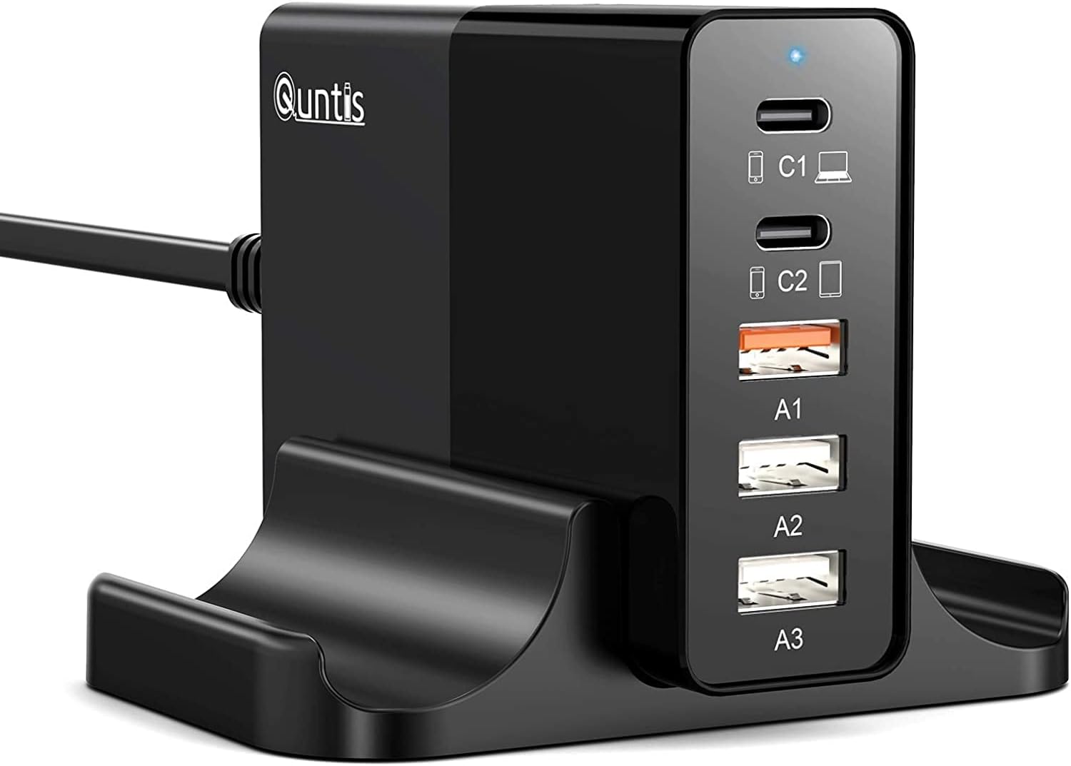 Quntis 5-portowa 65W Ładowarka USB C ze Stojakiem - 65W PD - cena tylko z kuponem !