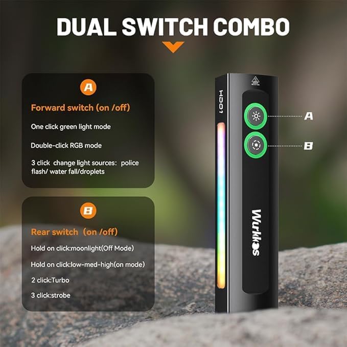 Kompaktowa latarka Wurkkos HD01 1200 lm + zielony laser, RGB i USB-C