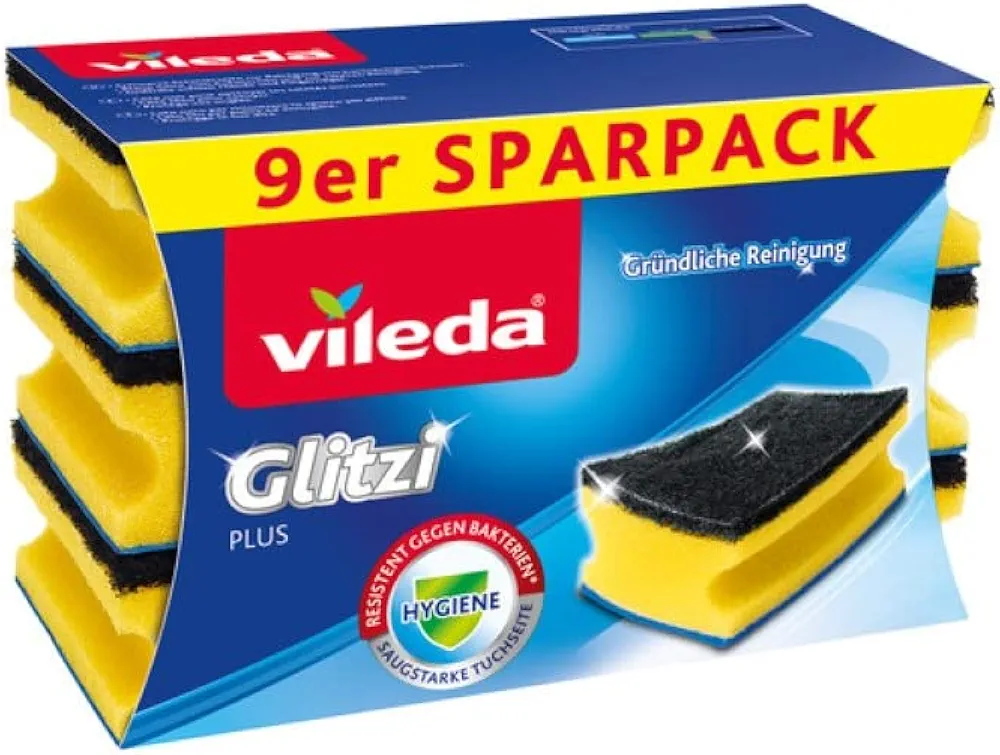 Vileda Glitzi Plus Gąbka, 9 Sztuk