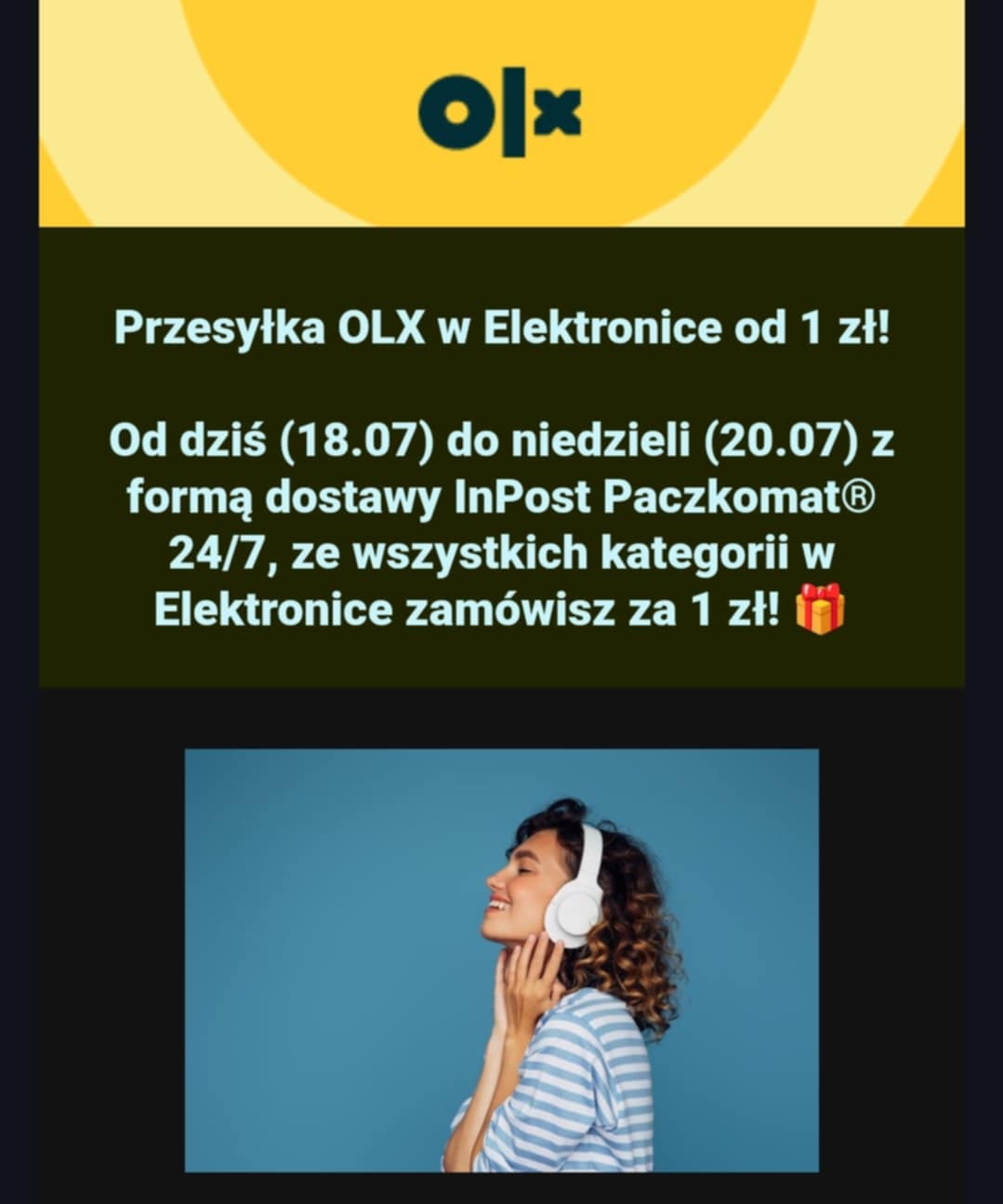 Przesyłka OLX za 1 zł w lipcu na Elektronikę