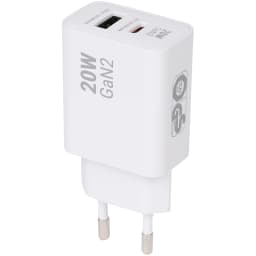 Ładowarka ścienna z 2 portami Sologic,  20W | biała lub czarna | GaN