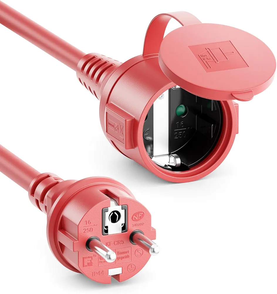 deleyCON 2m Przedłużacz Ogrodowy Kabel Zasilający IP44 (H07RN-F 3G1.5mm²)