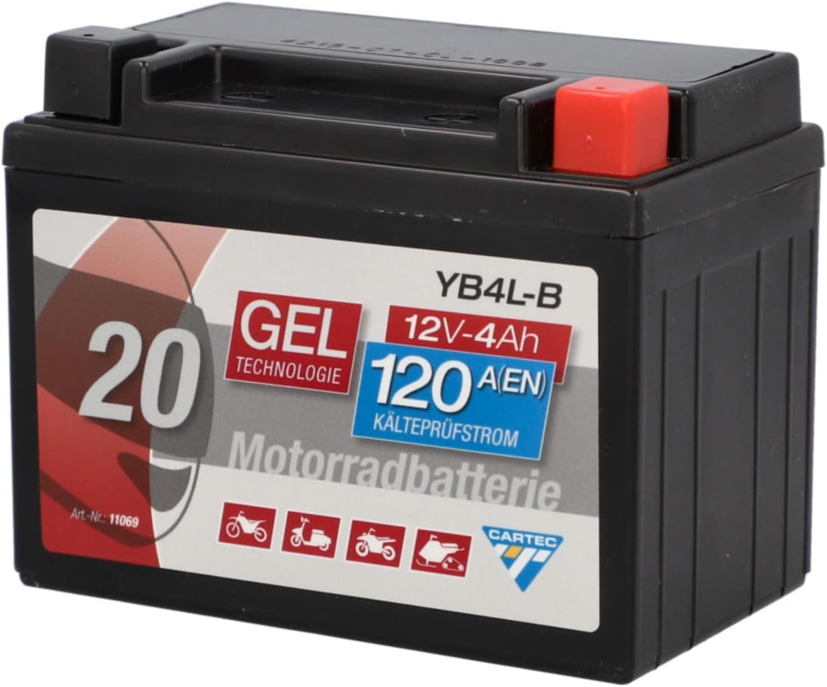 Akumulator motocyklowy CARTEC YB4L-B, 4 Ah 120 A, technologia żelowa