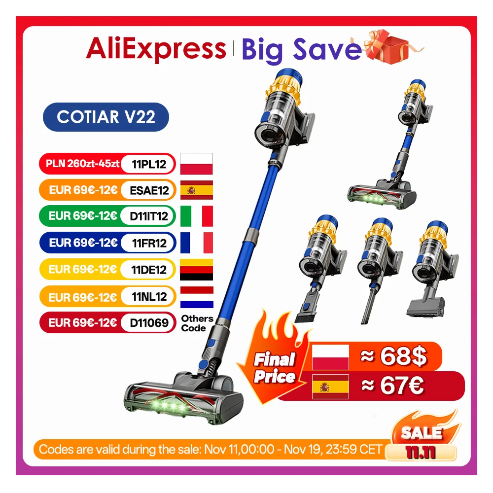 Odkurzacz COTIAR V22 650W $71.47