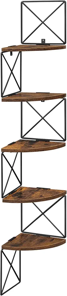VASAGLE Półka narożna, regał w kształcie zygzaka, 5 poziomów, 20 x 20 x 127,5 cm