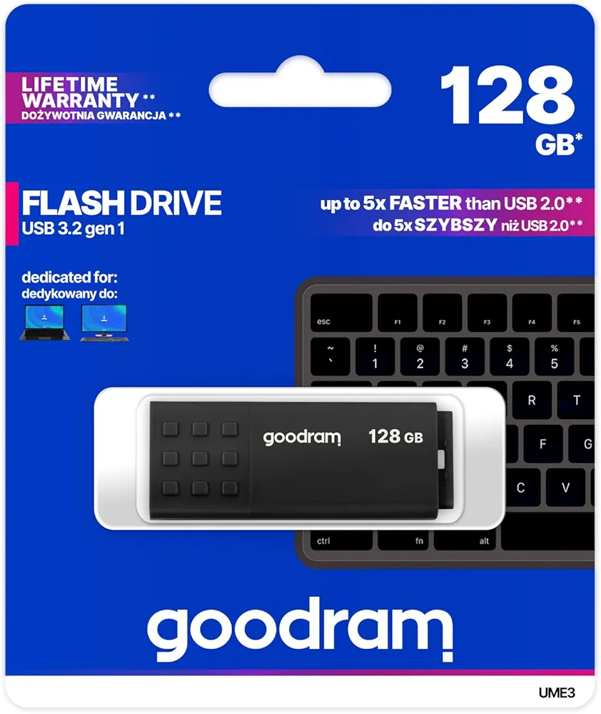 Goodram UME3-1280K0R11 Pendrive, Czarny, 128 GB