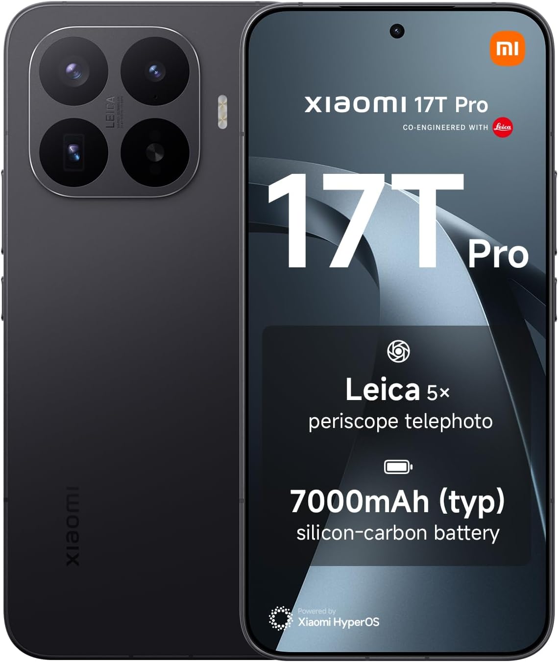XIAOMI 17T Pro 12 + 512 GB, 7000 mAh, Leica 5X, czarny, wyświetlacz 6,83", 144, 7000 mAh