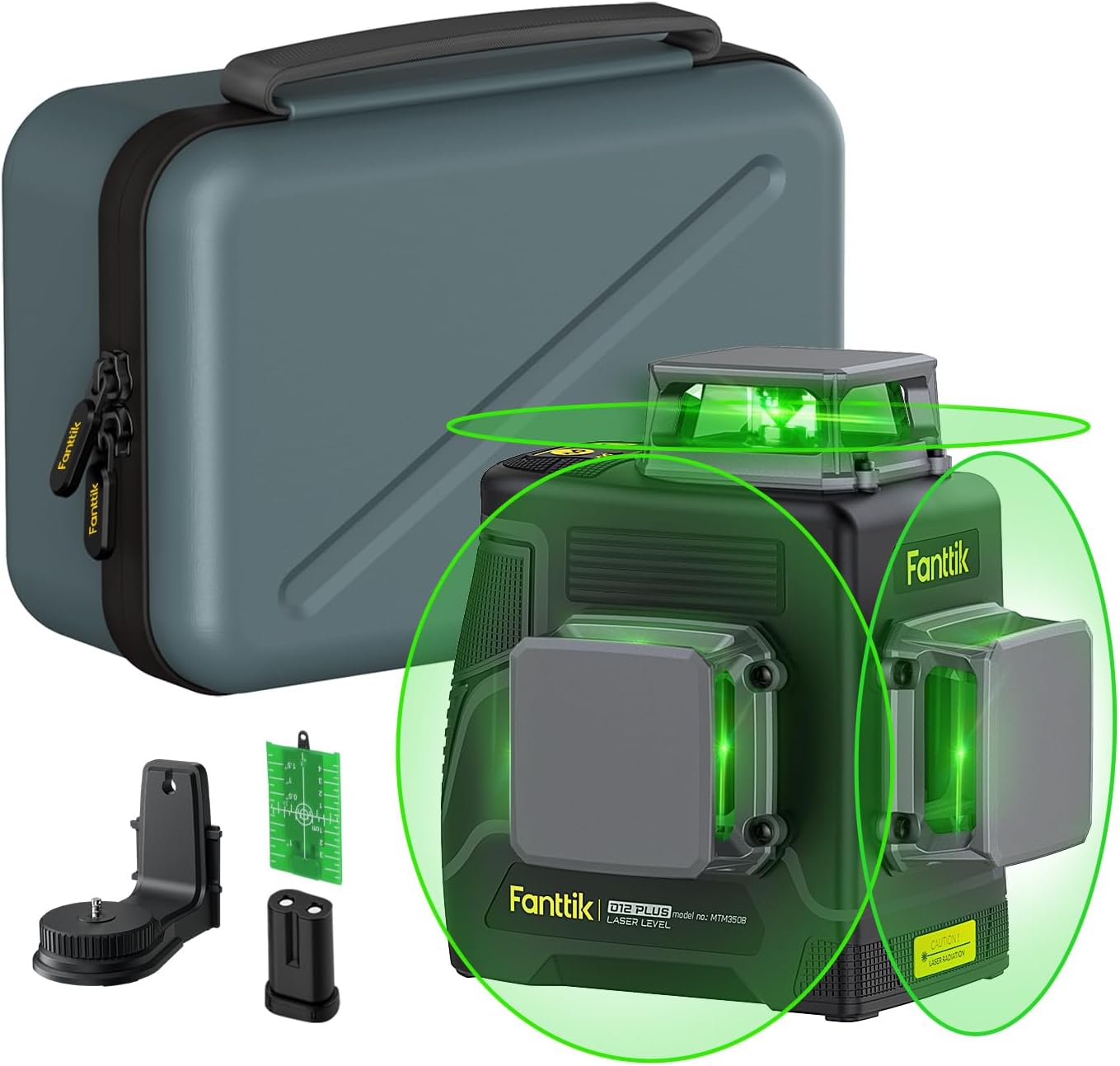 Fanttik D12 PLUS samopoziomujący laser krzyżowy, zielony laser liniowy, 12 linii, 3 × 360°