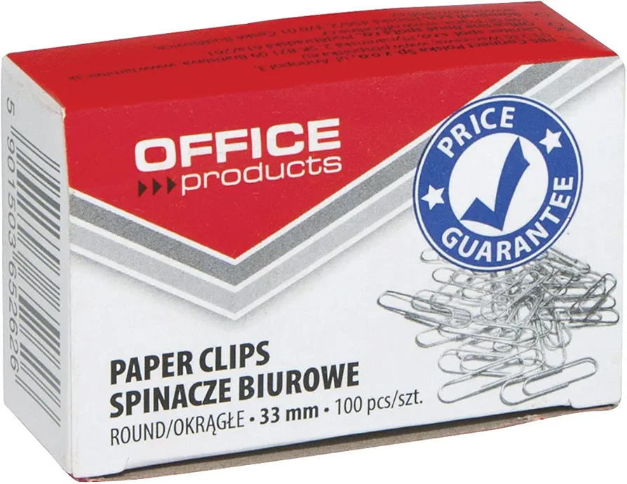 Spinacze Okrągłe OFFICE PRODUCTS 33mm 100szt