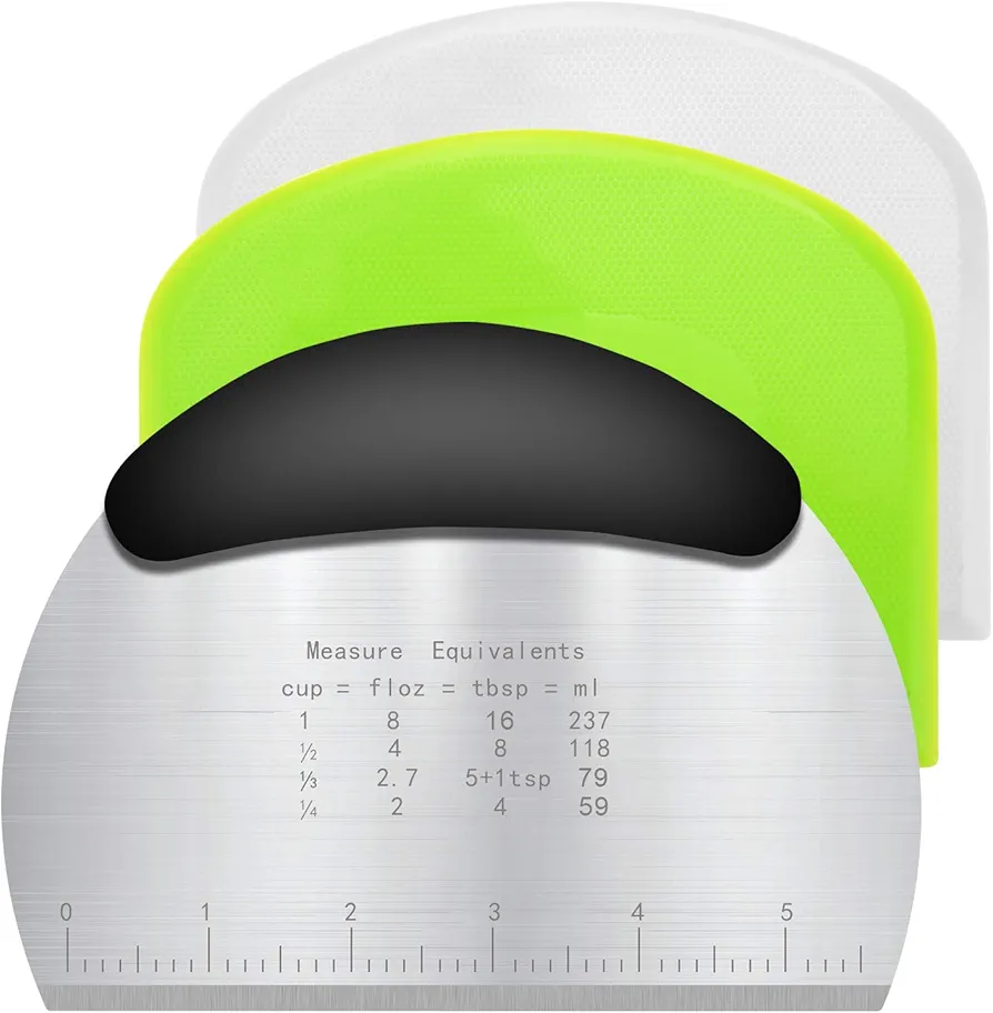 Vicloon Łopatka do ciasta, ze stali nierdzewnej, z uchwytem i skalą, + 2 plastikowe