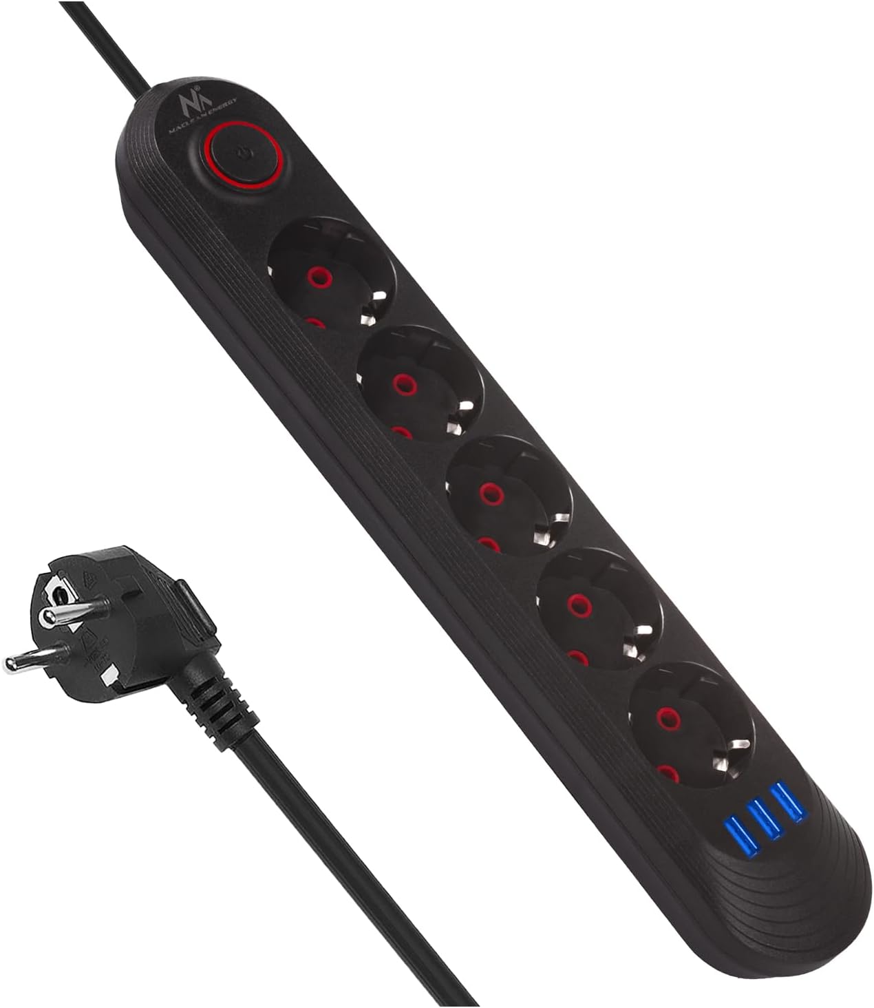 Listwa zasilająca Maclean MCE394/MCE395 | 2500 W 1,5 m (5 gniazd + 3x USB)
