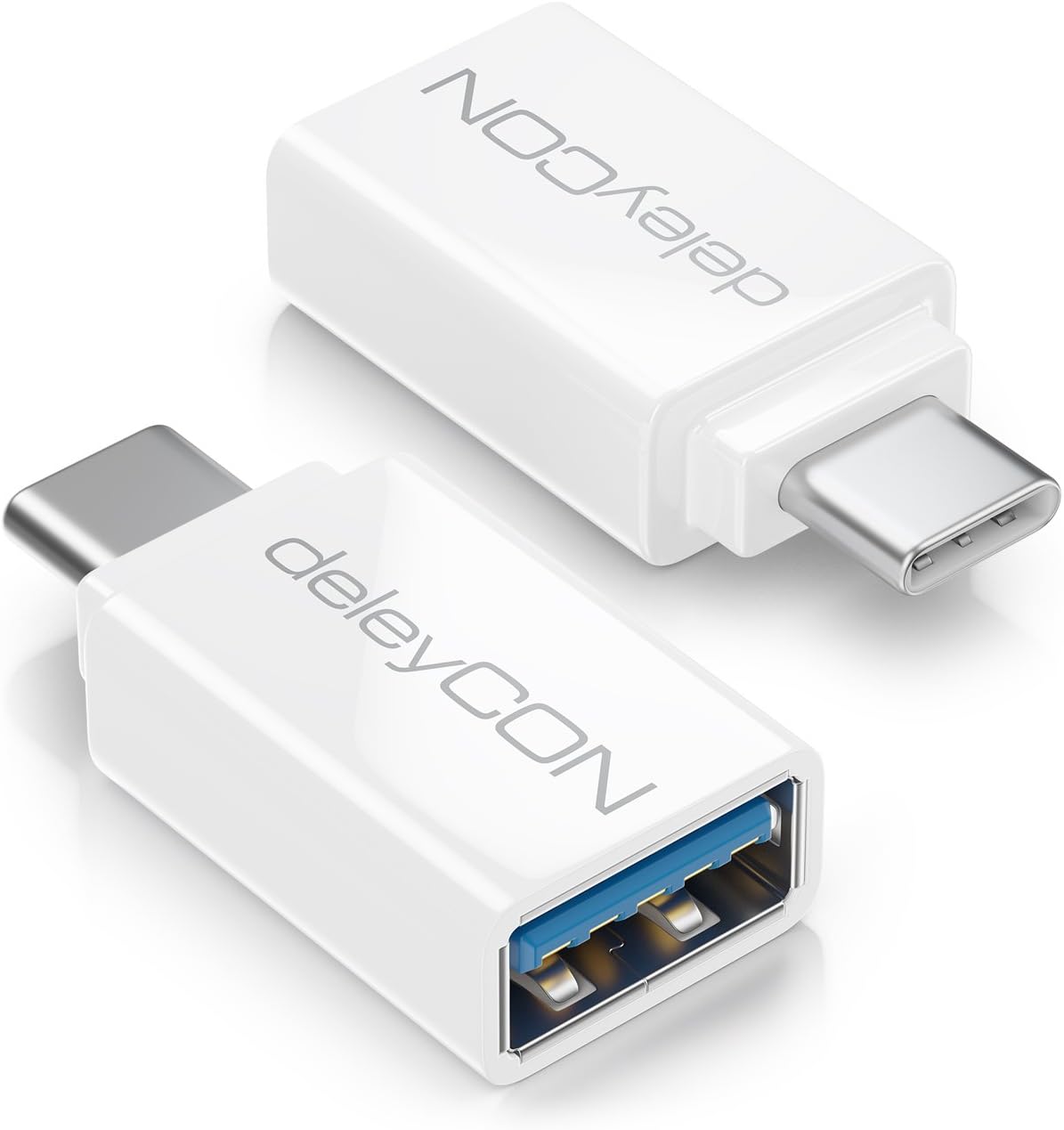 Adapter USB 3.0 deleyCON USB-C do USB (2 sztuki) BIAŁE