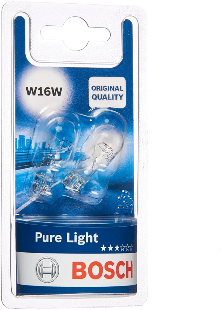 Bosch Automotive Żarówka, Przezroczysty, W16W, 12 V, 16 W, 2 Sztuki