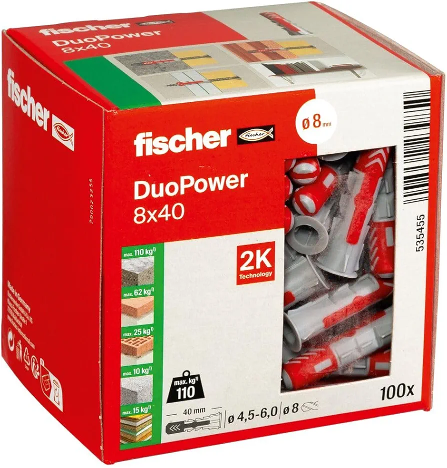 fischer DuoPower 8 x 40, KOŁEK uniwersalna, wysokowydajna 2-komponentowa