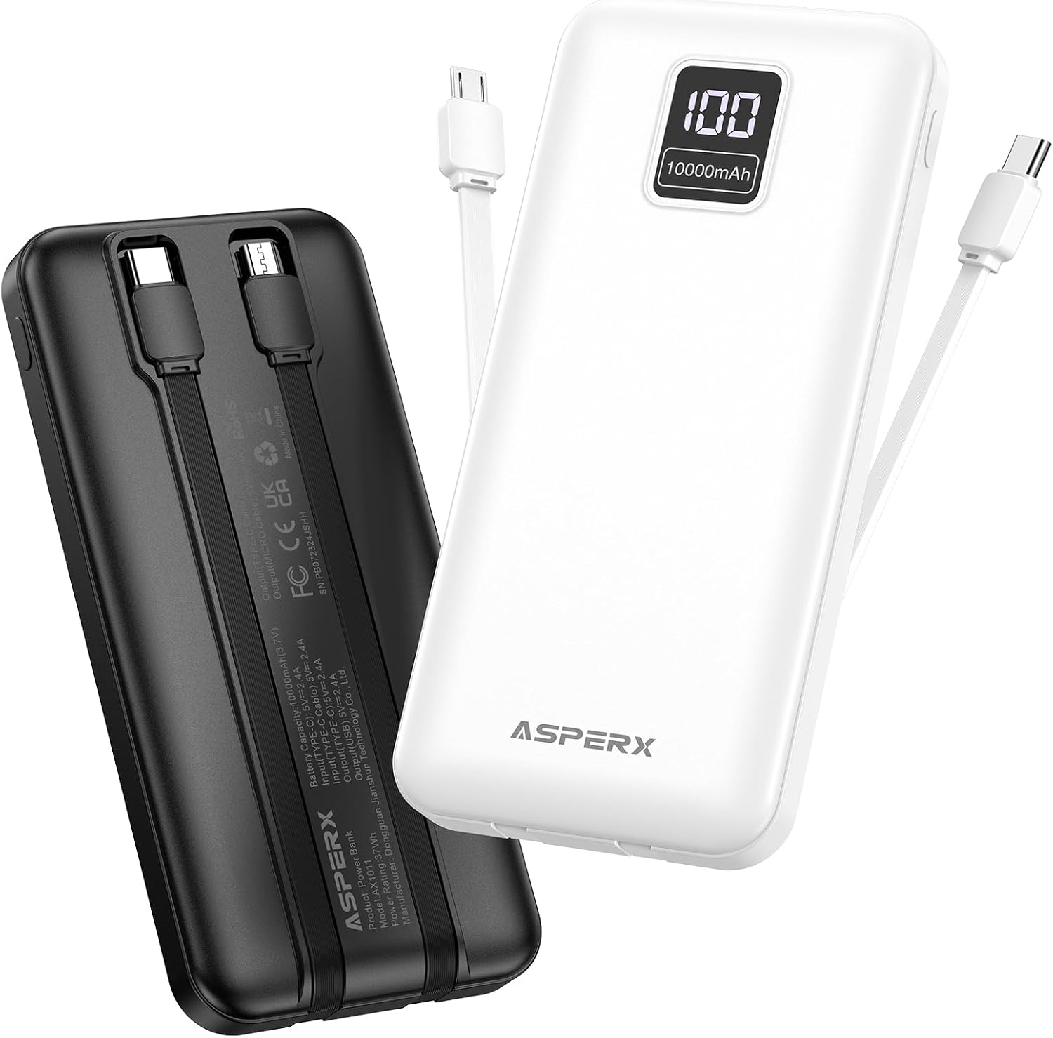 AsperX Powerbank zestaw 2 sztuk, 10 000 mAh