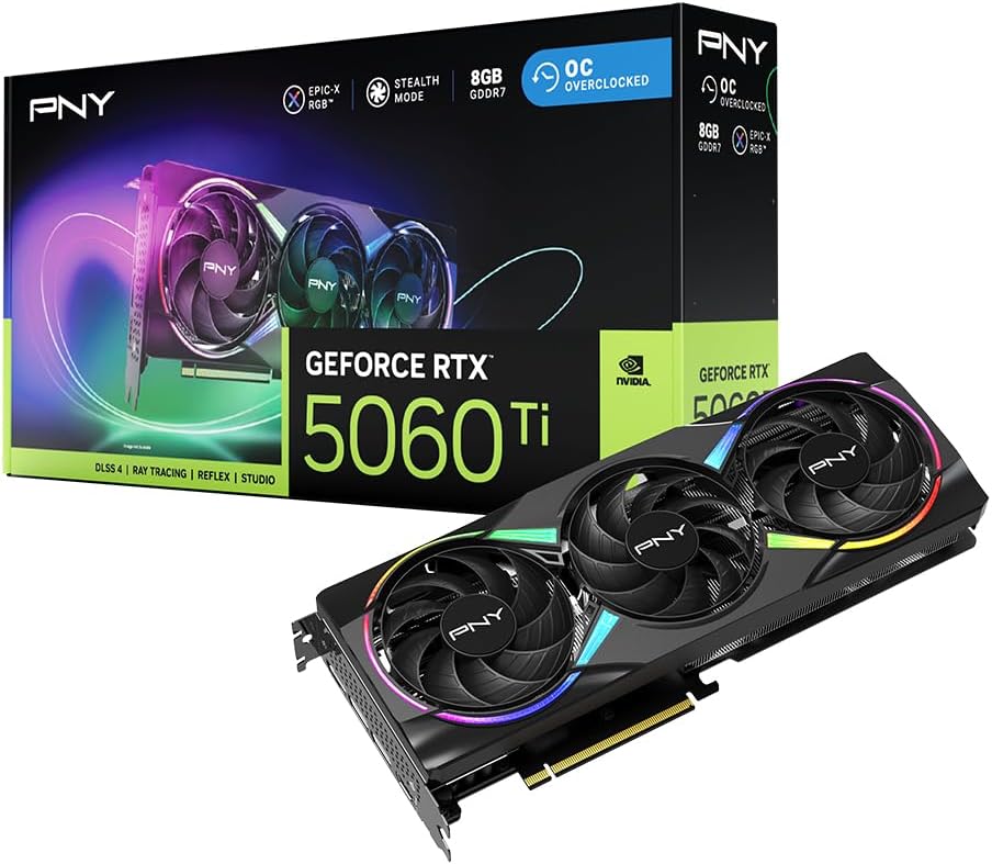 Karta graficzna PNY GEFORCE RTX™ 5060 Ti 8GB ARGB Podkręcony Potrójny Wentylator DLSS 4