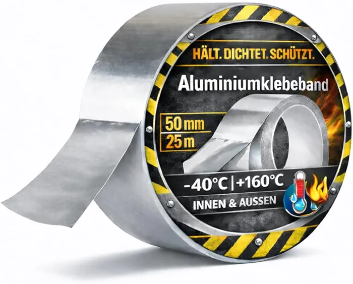 Aluminiowa taśma klejąca samoprzylepna, odporna na wysokie temperatury, 25 m