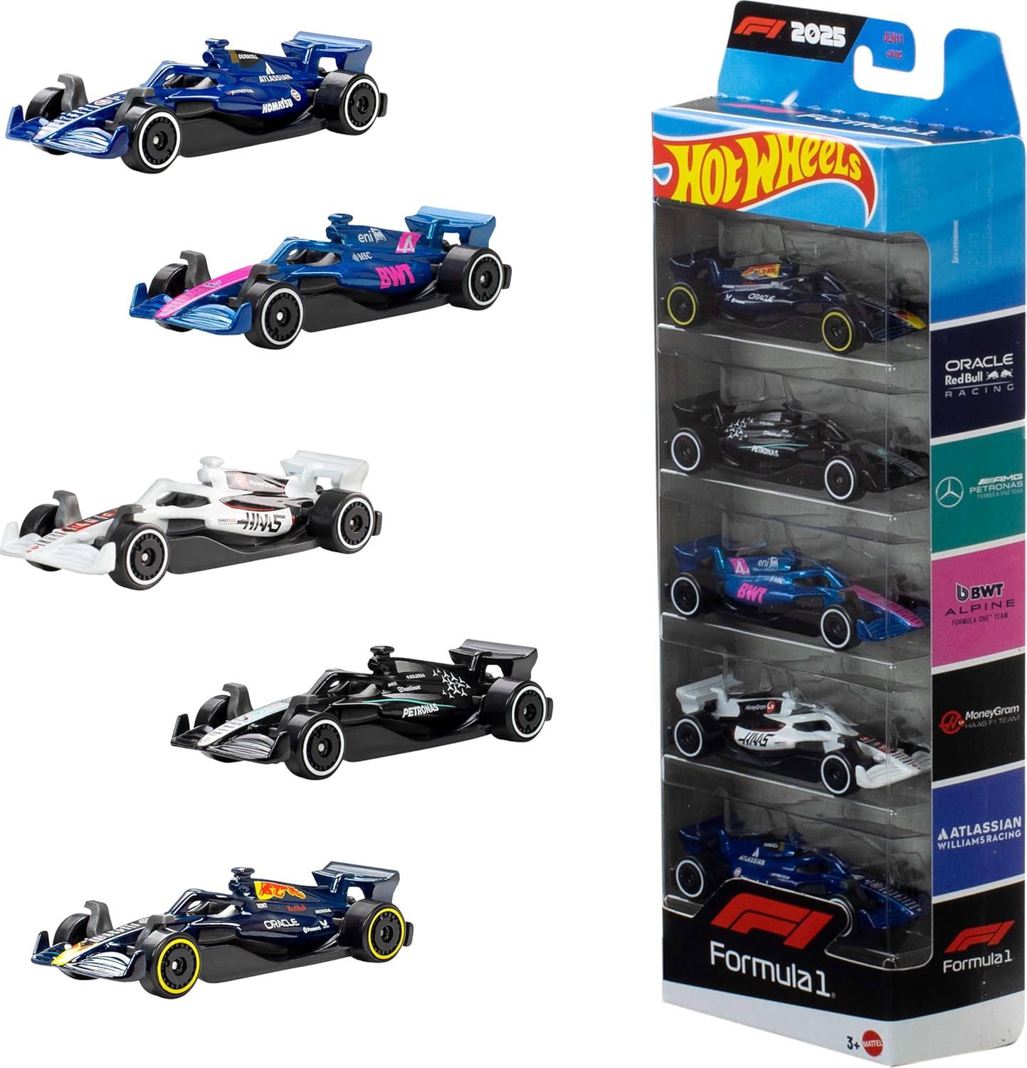 5-pak - Hot Wheels Formuła 1 Samochodziki Bolidy F1, w skali 1:64