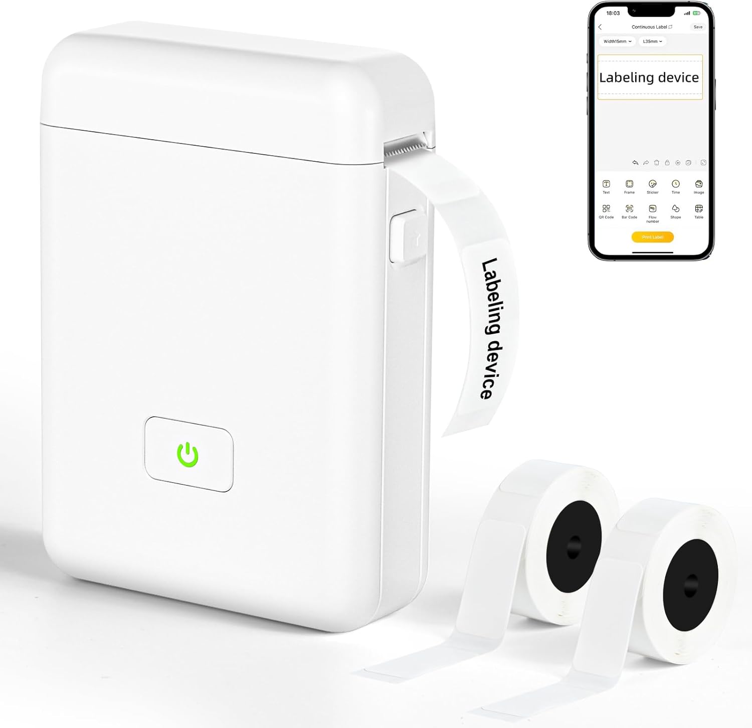 GuKKK Mini Drukarka Etykiet Bluetooth HP2 - Samoprzylepna