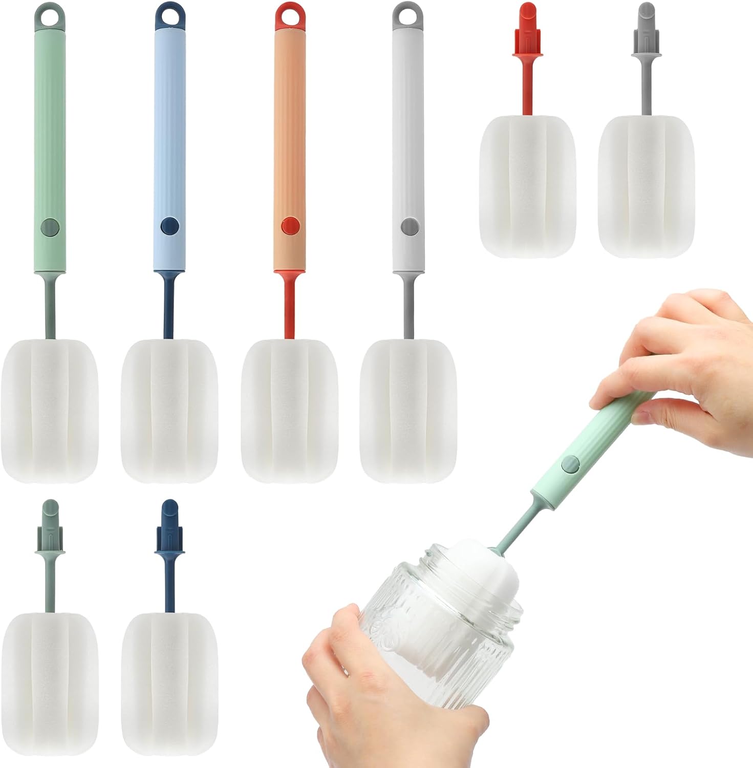 Zestaw szczotek do czyszczenia butelek (4 sztuki + 4 zapas)