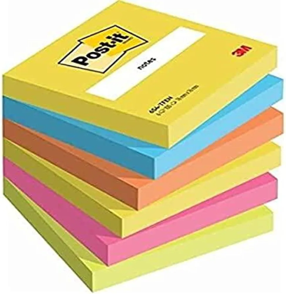 Karteczki samoprzylepne Post-it Super Sticky Notes, 100 arkuszy, opakowanie 6 bloczków, 76 x 76 mm