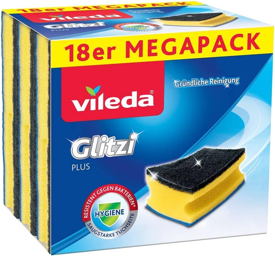 Vileda Glitzi Plus gąbka do mycia naczyń, 18 sztuk