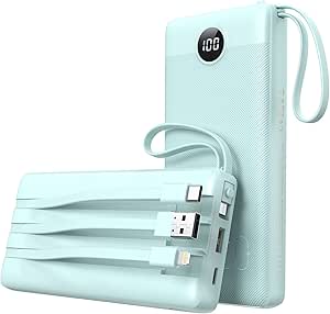 VEEKTOMX Power Bank 20000mAh z wbudowanymi kablami