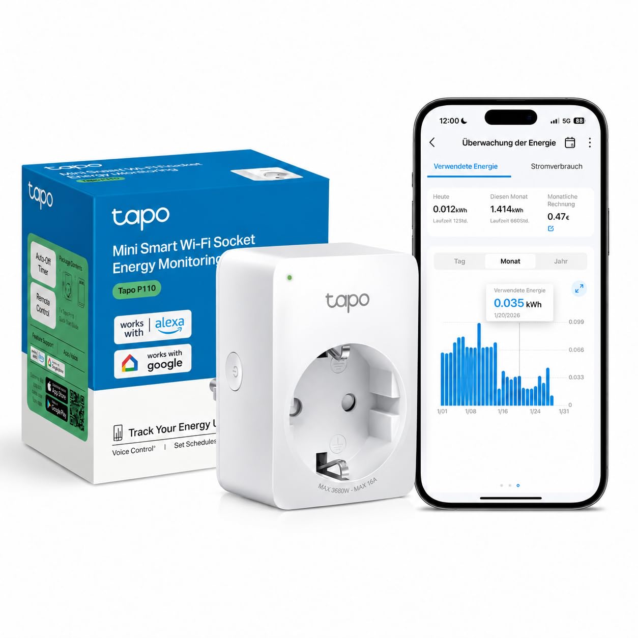TP-Link Tapo Smart WLAN gniazdko Tapo P110 z kontrolą zużycia energii