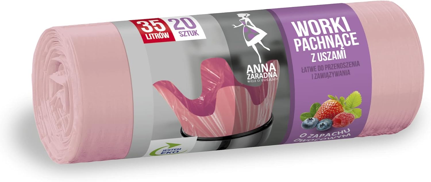 Anna Zaradna Worki na śmieci z uszami - zapach OWOCOWY 35L 20szt