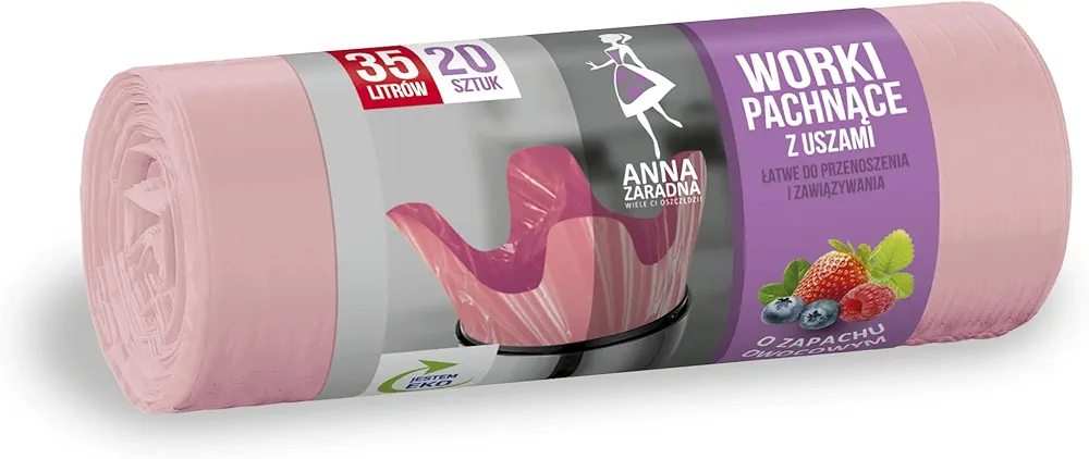 Anna Zaradna Worki na śmieci z uszami - zapach OWOCOWY 35L 20szt